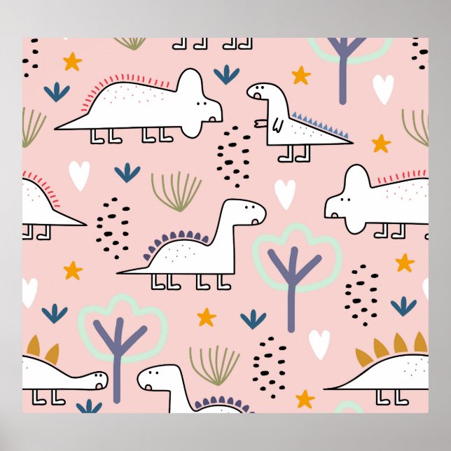 Poster Dinosaur Jungle : Illustration chilienne Vintage (Devant)