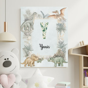 Poster Dinosaur Nom Personnalisé Monogramme Y Crèche