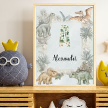 Dinosaur Personalized Name Monogram A Nursery