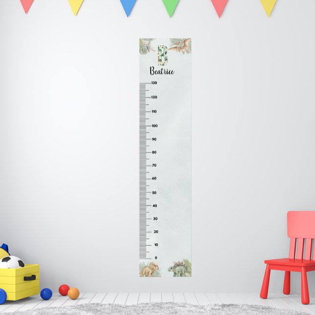 Poster Dinosaur Personalized Name Monogram B Growth Chart (Créateur téléchargé)