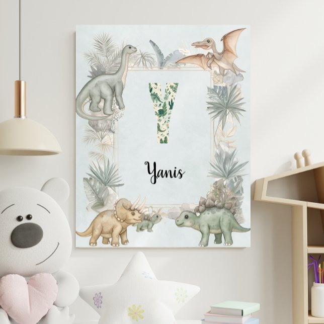 Poster Dinosaur Personalized Name Monogram Y Nursery (Créateur téléchargé)
