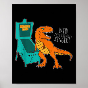 Poster Dinosaur Pinball Wizard Arcade Machine Player Pict