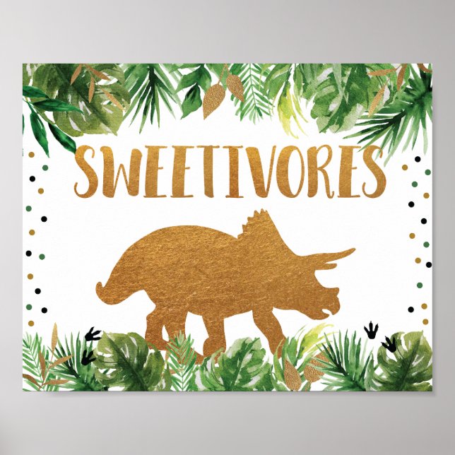 Poster Dinosaur Sweetivores Panneau de la table d'aliment (Devant)