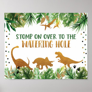 Poster Dinosaur Waters Hole Panneau de la table d'anniver