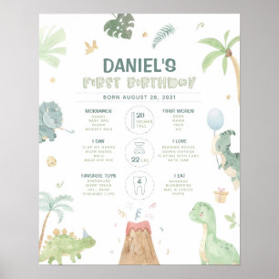 Poster Dinosaure 1er Anniversaire Jalon Graphique