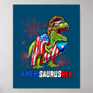 Poster Dinosaure 4 juillet Amerisaurus T Rex American