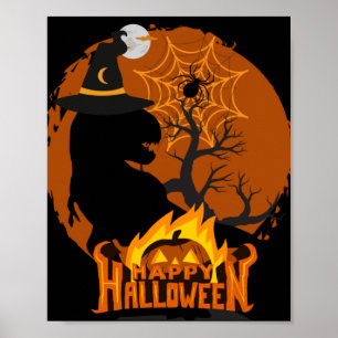 Poster dinosaure à Halloween, éffrayant, déplaisant, effr