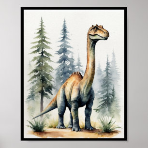 Poster Dinosaure Aquarelle Brachiosaurus Sauropod WallArt