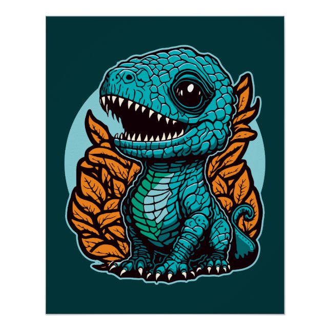 Poster Dinosaure Bébé mignon (Devant)