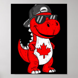 Poster Dinosaure Canadien Trex Feuille d'Érable Canada Ga