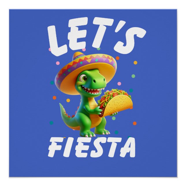Poster dinosaure de Cinco de Mayo mangeant du taco (Devant)