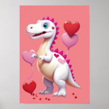 Dinosaure de la Saint Valentin blanc