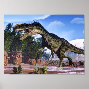 Poster Dinosaure de Monolophosaurus - 3D rendent