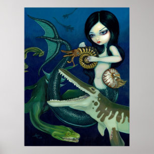 Poster Dinosaure de sirène crétacé imaginaire Art Imprime
