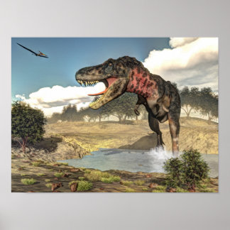 Poster Dinosaure de Tarbosaurus - rendu 3D