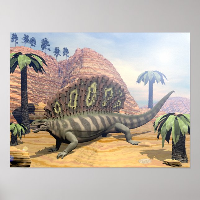 Poster Dinosaure d'Edaphosaurus - rendu 3D (Devant)