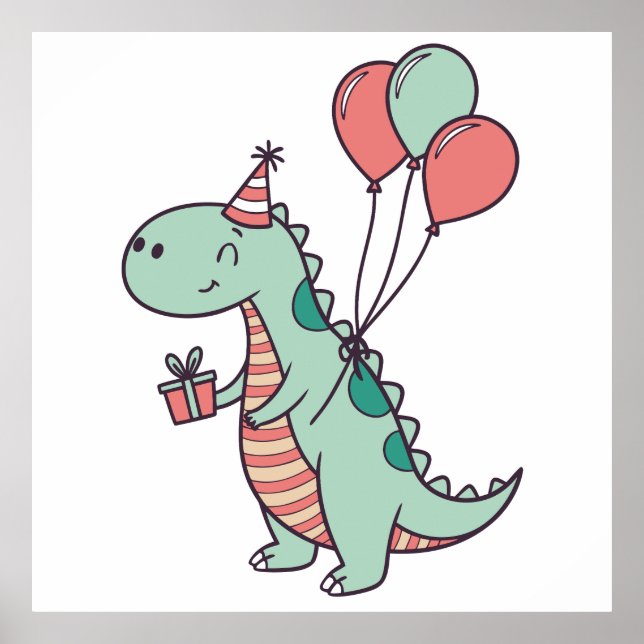 Poster Dinosaure Dinosaure Caricature (Devant)