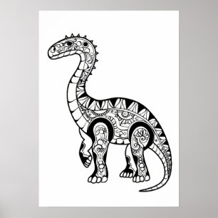 Poster Dinosaure doodle croquis art.