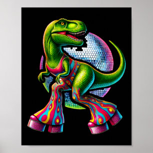 Poster Dinosaure drôle qui danse 