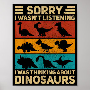 Poster Dinosaure Drôle Tenue de Dinosaure Vintage Types D