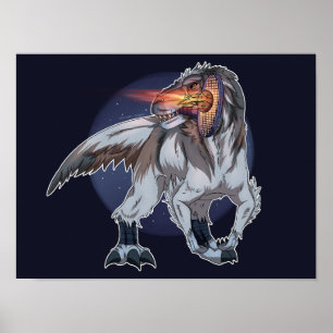 Poster Dinosaure Jouer Au Tennis