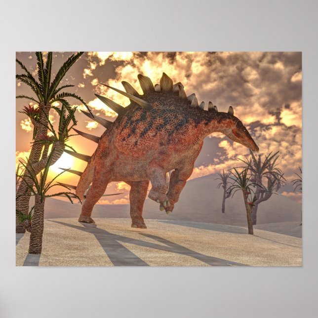 Poster dinosaure Kentrosaurus - rendu 3D (Devant)