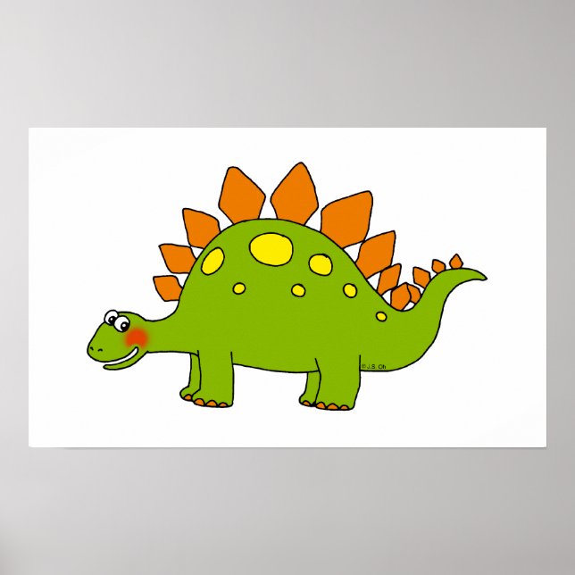 Poster Dinosaure mignon - stegosaurus (Devant)