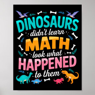 Poster Dinosaure N'A Pas Appris Les Maths Prof De Maths D