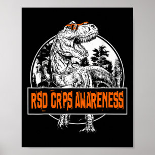 Poster Dinosaure Orange Ribbon de sensibilisation RSD CRP