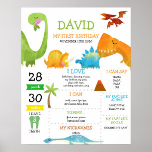 Poster Dinosaure Premier anniversaire Jalon