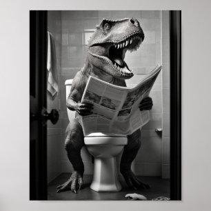 Poster Dinosaure T-Rex sur Toilettes Salle de bain Mur Ar