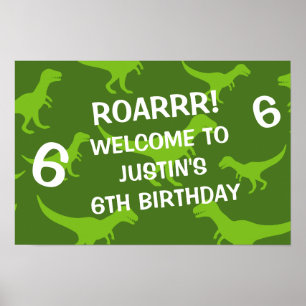 Poster Dinosaure T-rex thème Anniversaire soirée bienvenu