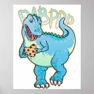 Poster Dinosaure tenant le biscuit en forme de coeur. Ill