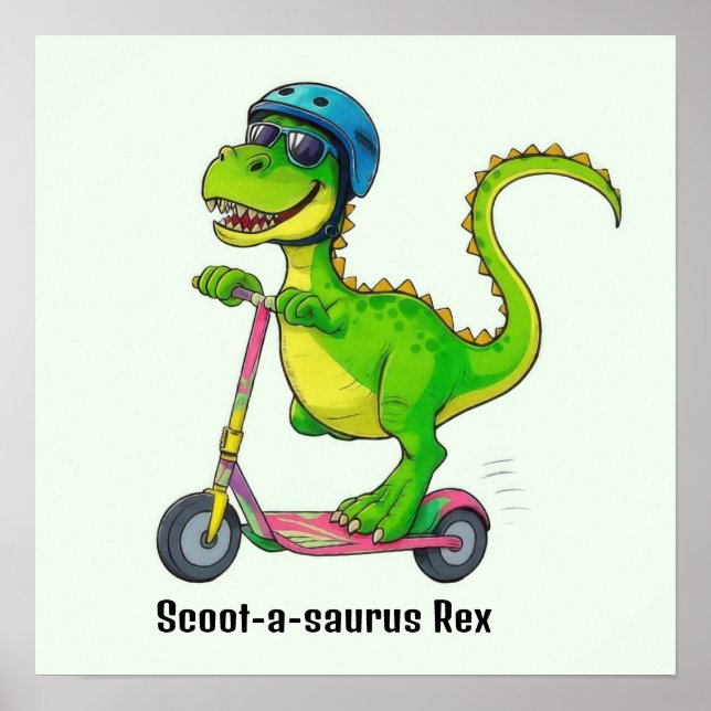 Poster Dinosaure Vert Cool (Devant)