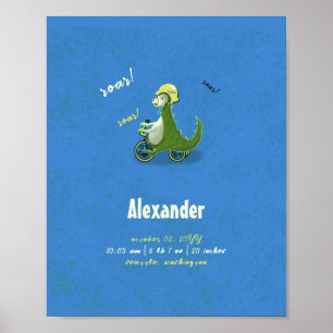 Poster Dinosaure vert pour enfants mignons sur Trike Boy 