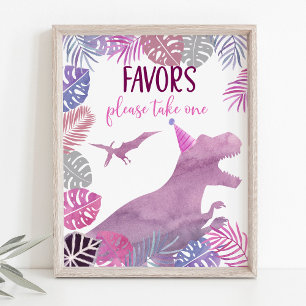 Poster Dinosaure violet rose Symbole d'anniversaire