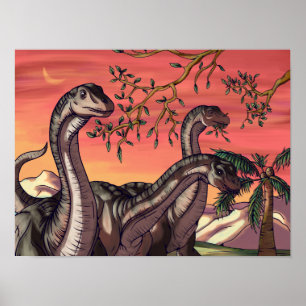 Poster Dinosaures à Dusk