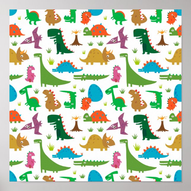 Poster Dinosaures Abstraits (Devant)