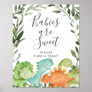 Poster Dinosaures Baby shower Les bébés sont signe doux
