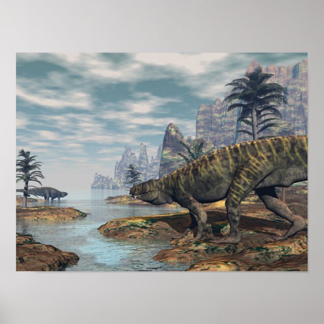 Poster dinosaures batrachotomiques -rendu 3D (Devant)