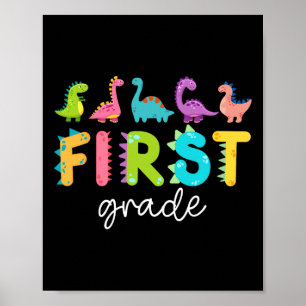 Poster Dinosaures De Première Année Retour À L'École Thé 