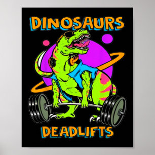 Poster Dinosaures drôles et musculation haltérophilie Bod
