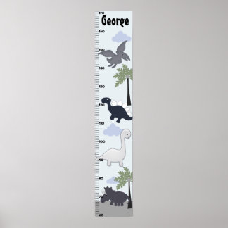 Poster Dinosaures Graphique de croissance gris/bleu Garde