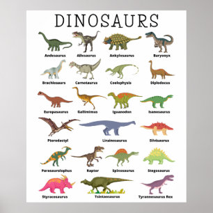 Poster Dinosaures Imprimer, Papier d'affiche de valeur (M