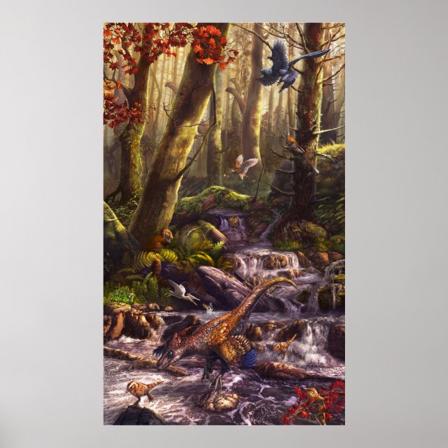 Poster Dinosaures plumes de la Chine crétacée (Devant)