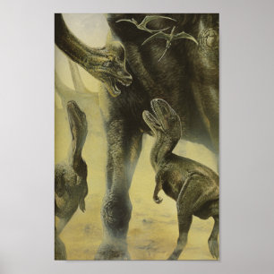 Poster Dinosaures vintages, Torvosaurus et Brachiosaurus