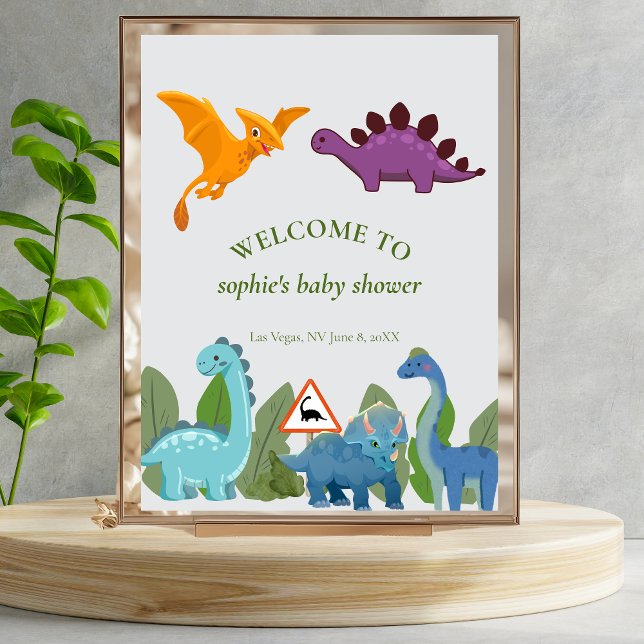 Poster Dinosaurs Crossing, Pterodactyl, Welcome Sign (Créateur téléchargé)