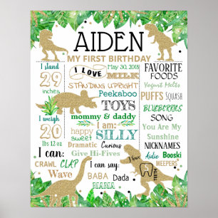 Poster Dinosaurs Dino Birthday chalk board sign boy