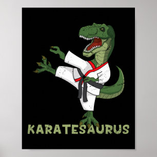 Poster Dinosaurus Karatéka Drôle Karatesaurus T-rex Graph