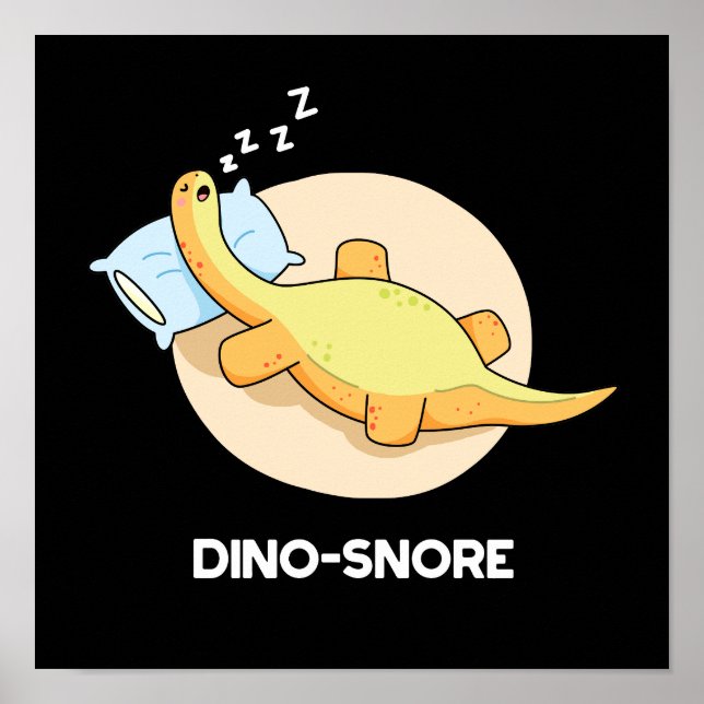 Poster Dinosnore Dinosaure Dormir Dinosaure Pun Dark BG (Devant)